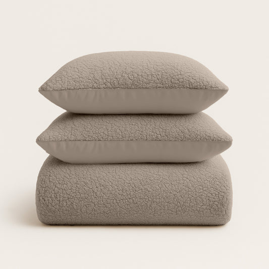 Dekbedovertrek set Teddy Iced Coffee Taupe