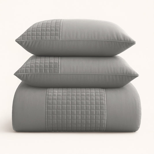 Dekbedovertrek set Velvet Border Grey Sand