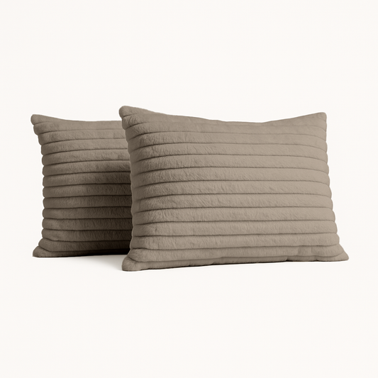 Kussenslopen Teddy Chunky Rib™ Iced Coffee Taupe 60x70cm 2-Pack