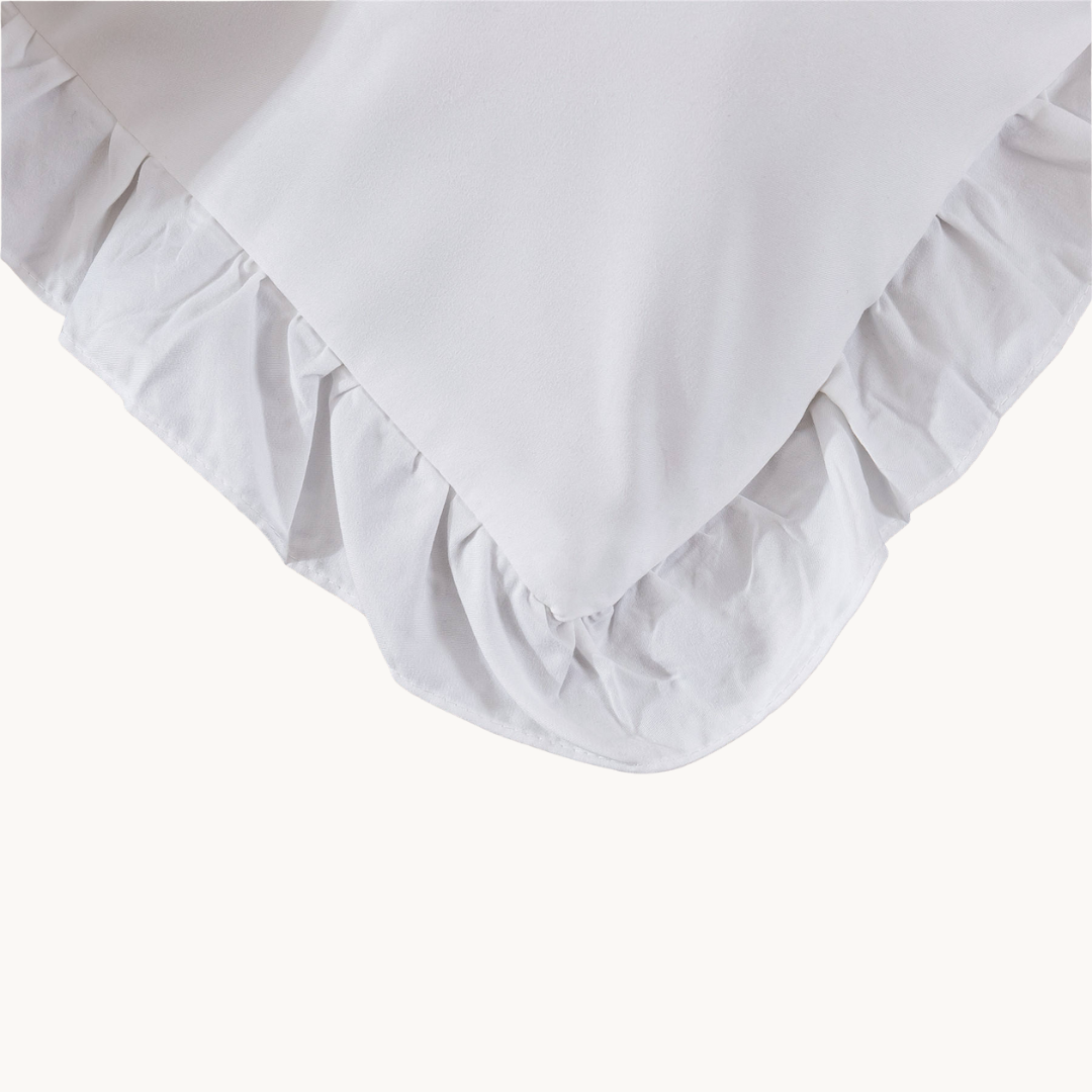Kussenslopen Mat Satijn Ruffles White 60x70cm 2-Pack