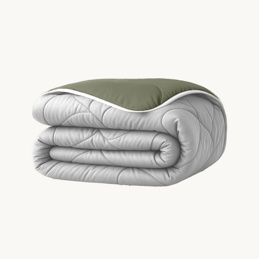 Dekbed Zonder Overtrek Mat Satijn Grey/Olive Green