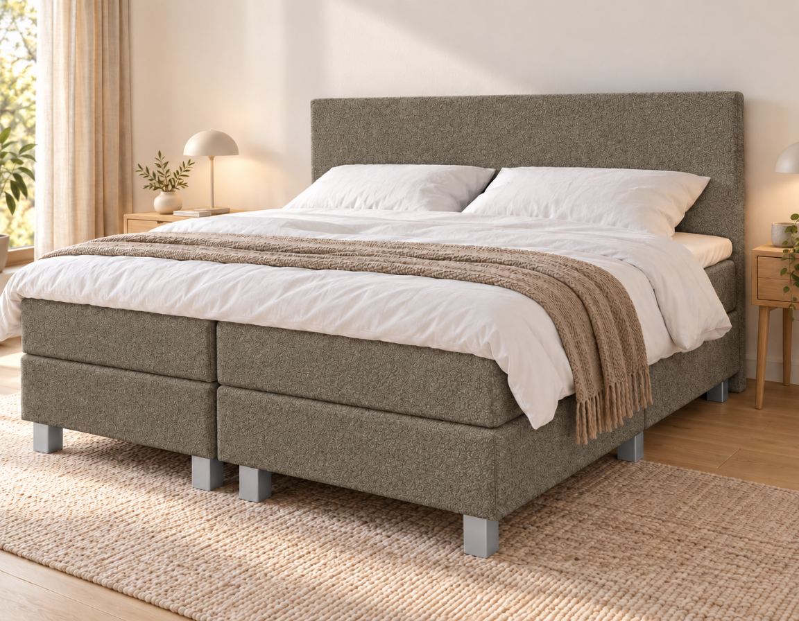 Y-NOT - Lina Teddy Boxspring - Complete set - Taupe