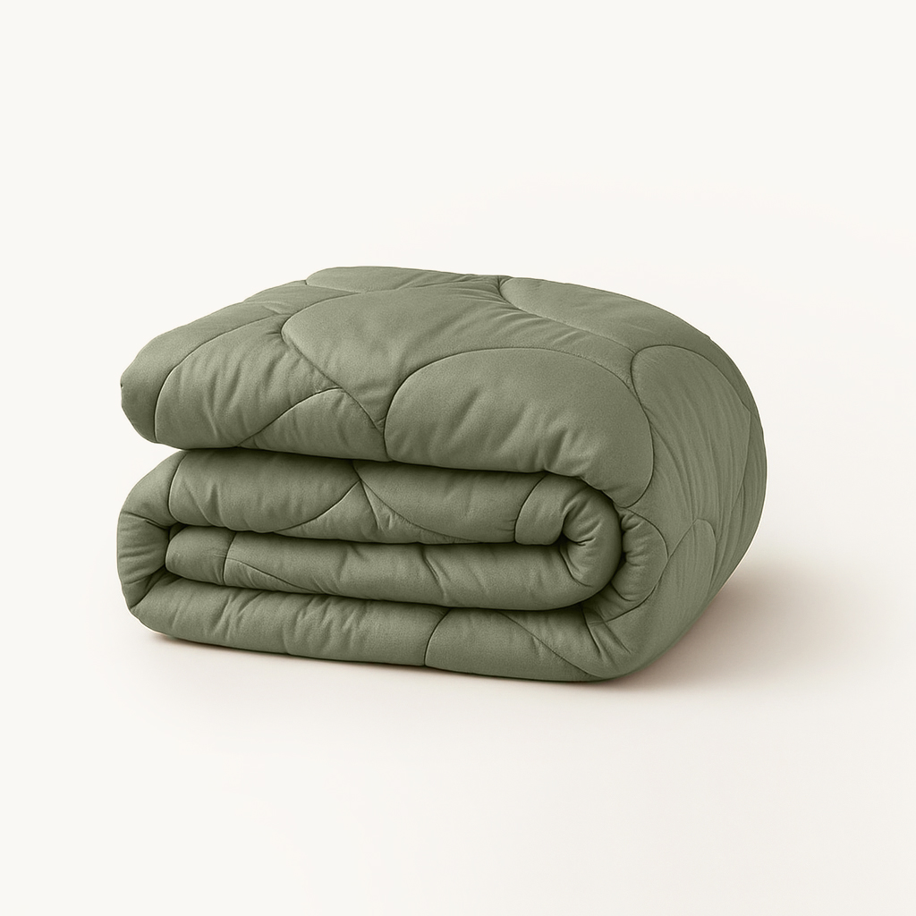 Dekbed Zonder Overtrek Mat Satijn Olive Green