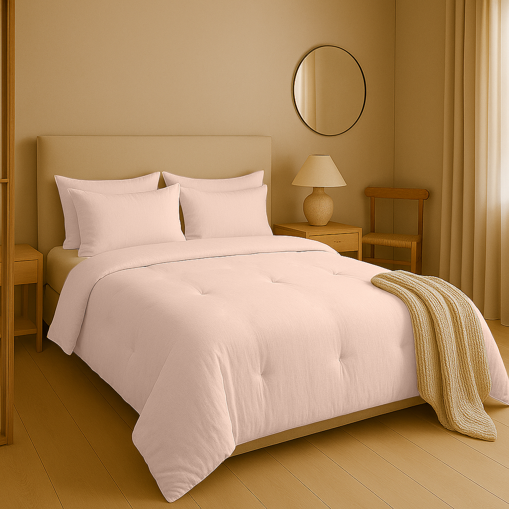 Dekbed Zonder Overtrek Micro Mousseline Roze