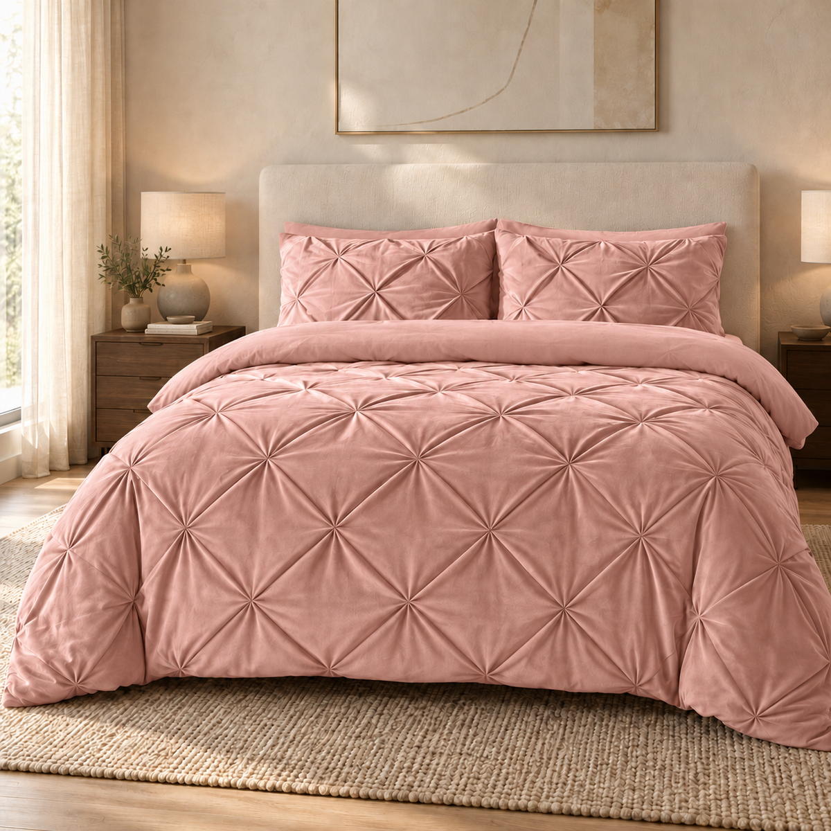 Y-NOTVelvet Diamond Dekbed  Roze