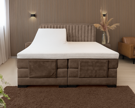 Y-NOT - Elektrische Boxspring - Japandi Rondo - Complete set - Nº31 Taupe