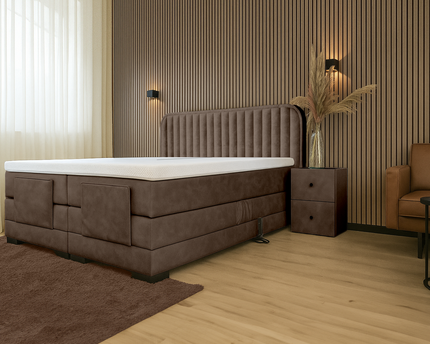 Y-NOT - Elektrische Boxspring - Japandi Rondo - Complete set - Nº31 Taupe