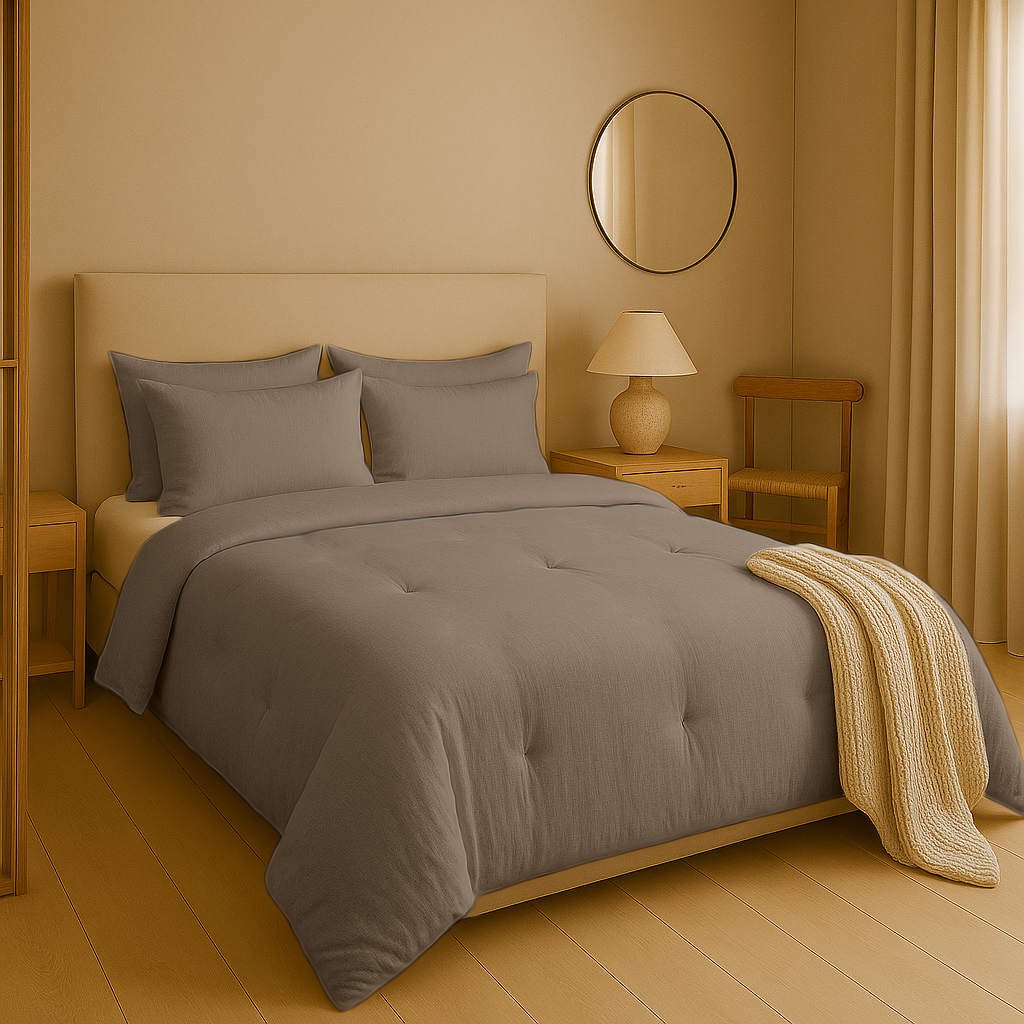 Dekbed Zonder Overtrek Micro Mousseline Taupe