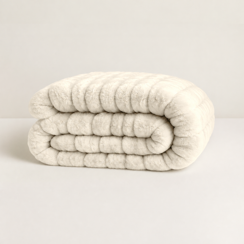 Y-NOT Teddy Chunky Rib Dekbed Cappuccino White