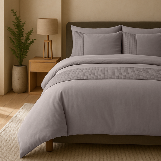 Dekbedovertrek set Velvet Border Iced Coffee Taupe