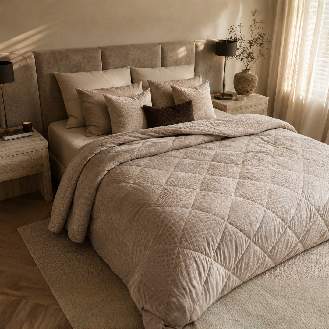 Y-NOT Velvet Snake Dekbed Taupe