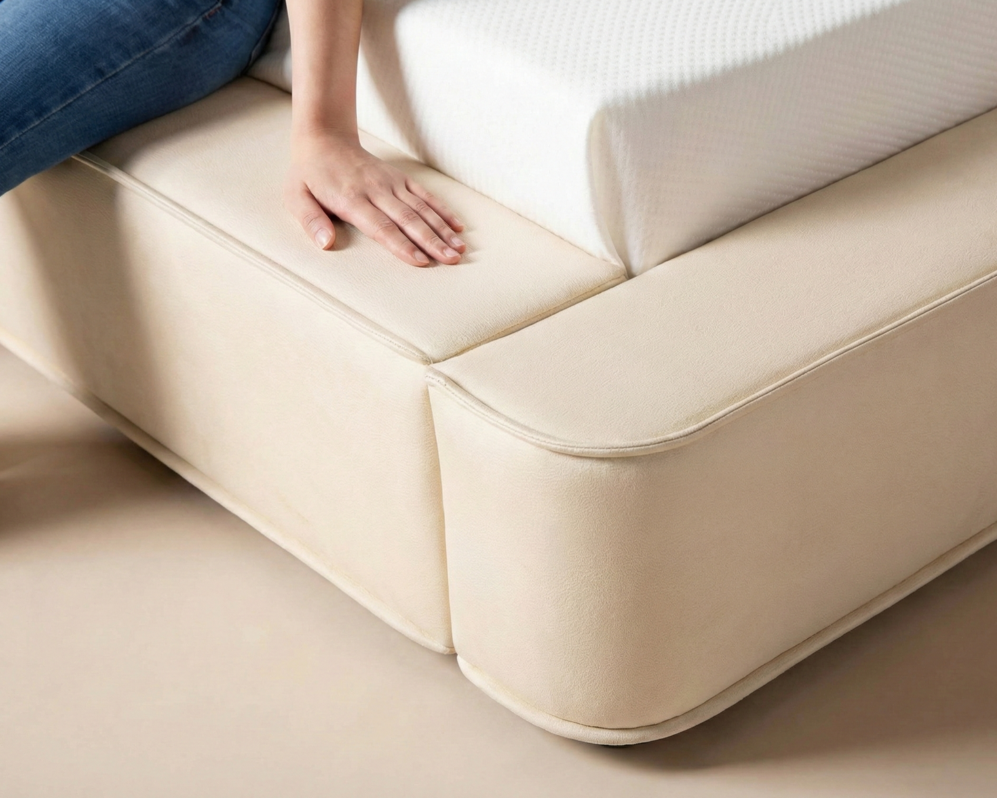 Amore Velvet bed met Opbergruimte + Hybrid Pocket 500 Matras - Nº26 - Pearl White