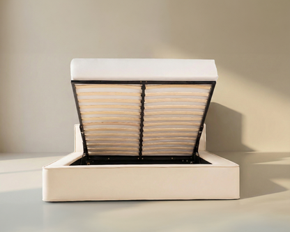 Amore Velvet bed met Opbergruimte + Hybrid Pocket 500 Matras - Nº26 - Pearl White