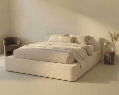 Amore Velvet bed met Opbergruimte + Hybrid Pocket 500 Matras - Nº26 - Pearl White