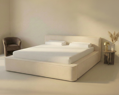 Amore Velvet bed met Opbergruimte + Hybrid Pocket 500 Matras - Nº26 - Pearl White