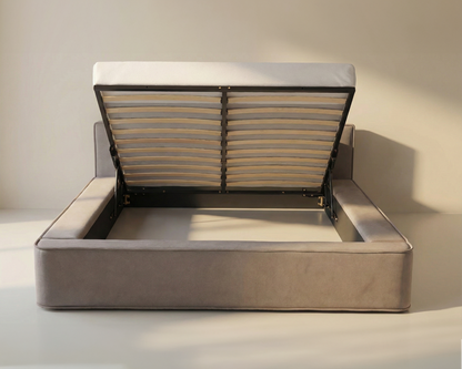 Amore Velvet bed met Opbergruimte + Hybrid Pocket 500 Matras - Nº89 - Taupe