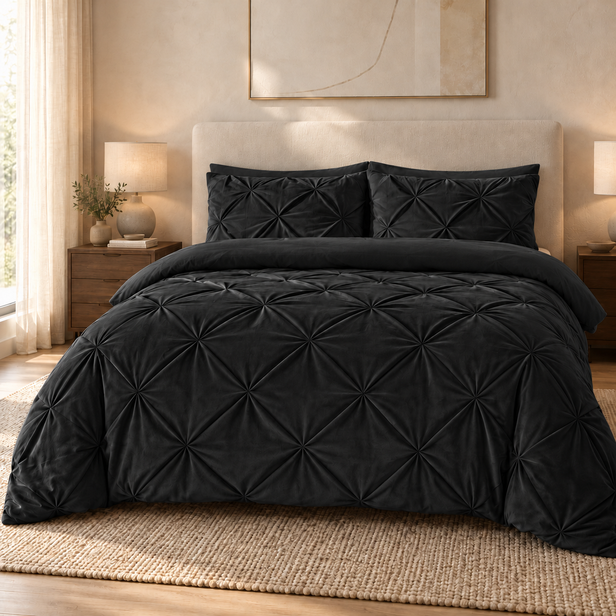 Kussenslopen Velvet Diamond Zwart 60x70cm 2-Pack