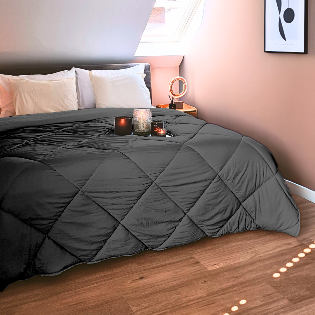 Dekbed Zonder Overtrek Mat Satijn Antracite / Grey (220cm lang)
