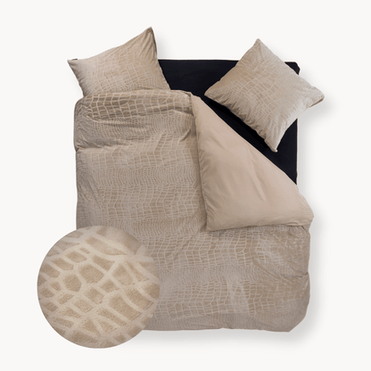 Dekbedovertrek set Velvet - Snake Skin - Desert Taupe - Y-NOT | be different