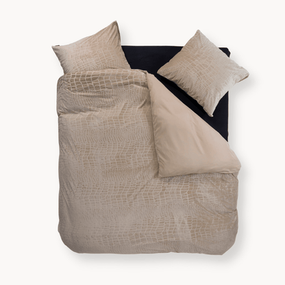 Dekbedovertrek set Velvet - Snake Skin - Desert Taupe - Y-NOT | be different