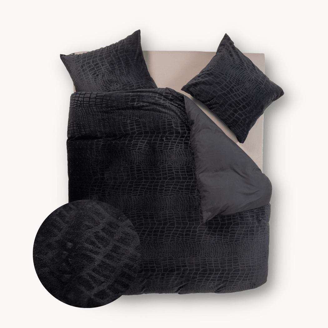 Duvet cover set Velvet - Snake Skin - Jet Black - Y-NOT | be different