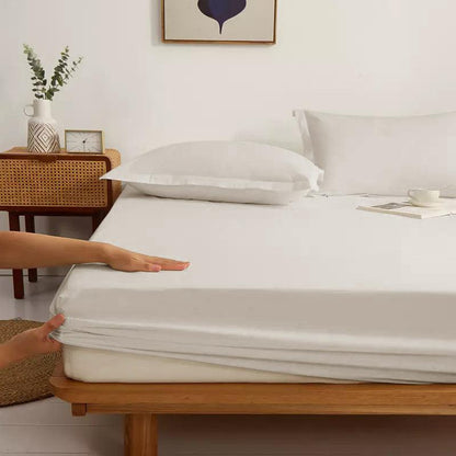 Matras Hoeslaken Katoen Satijn Premium Pearl White