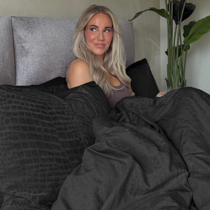 Kussenslopen Velvet Snake Skin Jet Black 60x70 cm 2-pack